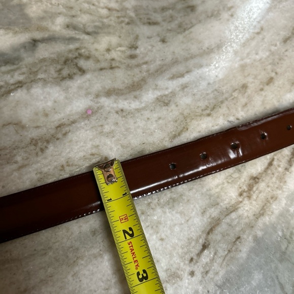 COACH MENS BROWN LEATHER DRESS BELT Size 34 SOLID BRASS BUCKLE - Picture 3 of 11